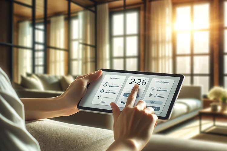 Using a tablet to adjust the settings of smart windows